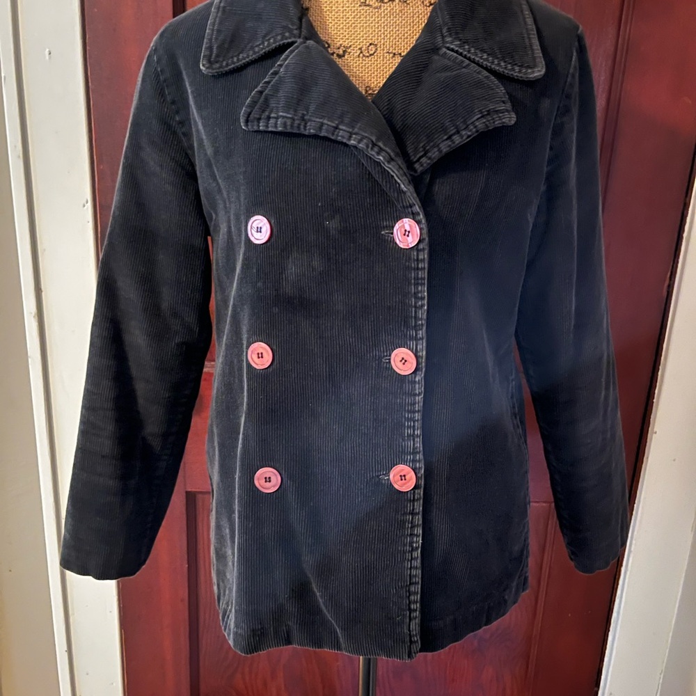 Free People black corduroy peacoat